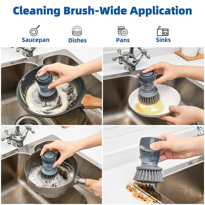 Soap Dispensing Brush & Sponge Combo with Draining Tray